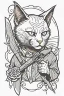 Michael Myers cat with knife tattoo design idea