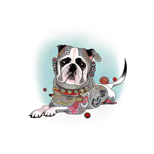 Dog in a gym tattoo design idea