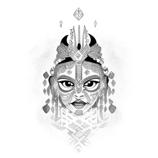 maya culture warrior, full body tattoo design idea