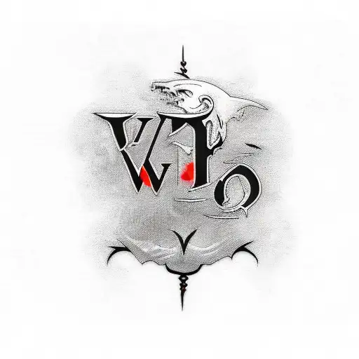 letters "WLR", black frame, black and red color, horizontal, gothic and vampire style, blood. tattoo design idea
