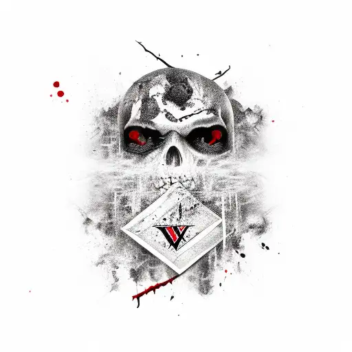 letters "WLR", black frame, black and red color, horizontal, gothic and vampire style, blood. tattoo design idea