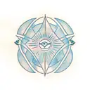 dart, circle, triangle, horizontal lane tattoo design idea