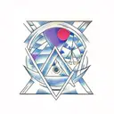 dart, circle, triangle, horizontal lane tattoo design idea