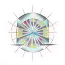 dart, circle, triangle, horizontal lane tattoo design idea