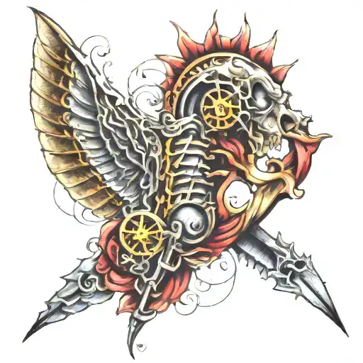 spinal surgury zipper opening tattoo design idea