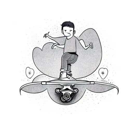 skateboard memorial tattoo design idea