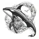 orca and lion roaring tattoo design idea