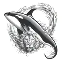 orca and lion roaring tattoo design idea