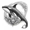 orca and lion roaring tattoo design idea