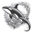 orca and lion roaring tattoo design idea