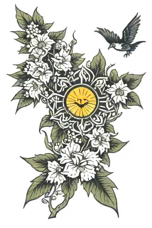 sunbeam in forest tattoo design idea