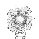 light bulb with six flowers tattoo design idea