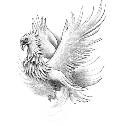 A majestic phoenix spreading its wings, representing the freedom to pursue your desires tattoo design idea