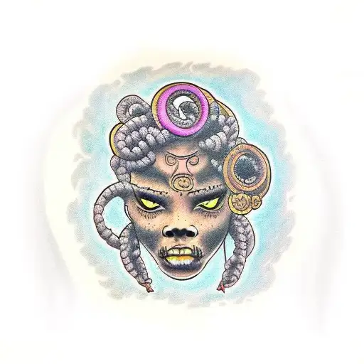 African American Medusa  tattoo design idea