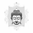 buddha head and mandala tattoo design idea