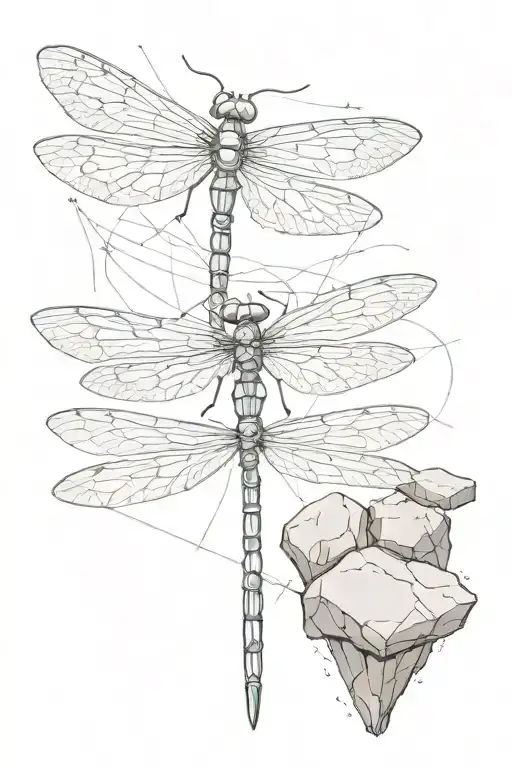 dragonfly wings, crack with bandaid, piled rocks in balance, metal rod tattoo design idea