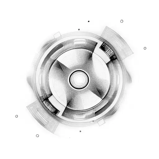 cinema camera and lines tattoo design idea