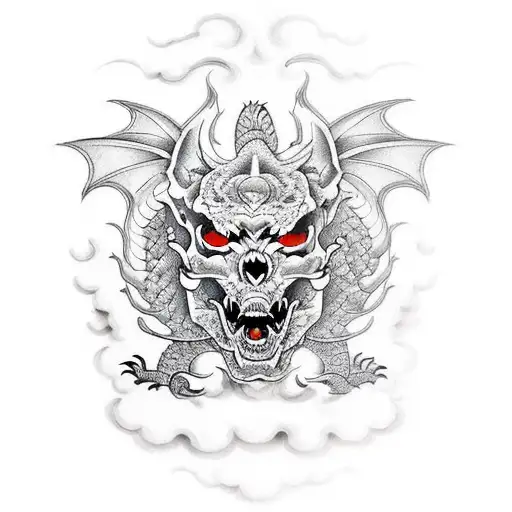 dragon tiger skull tattoo design idea