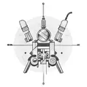 A tattoo design featuring a tattoo machine and a gaming controller intertwined in a creative way tattoo design idea