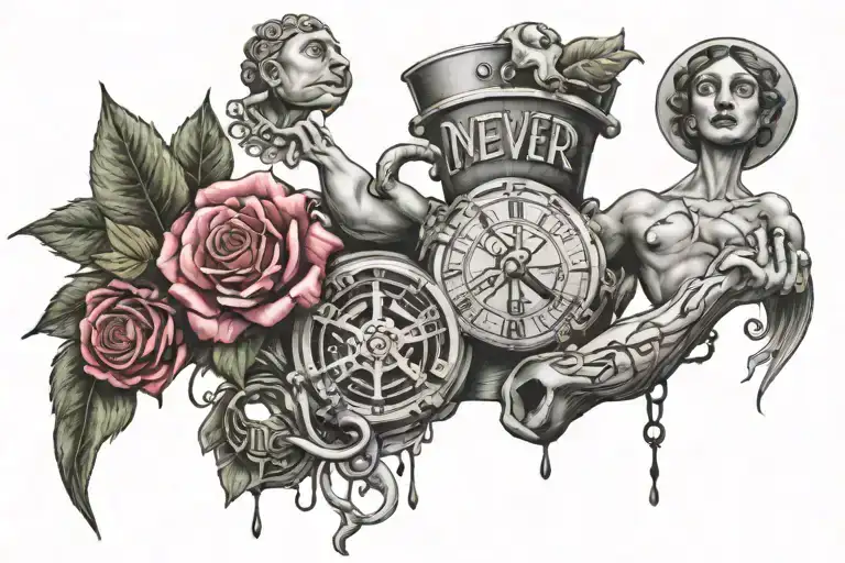 never give up attitude tattoo design idea
