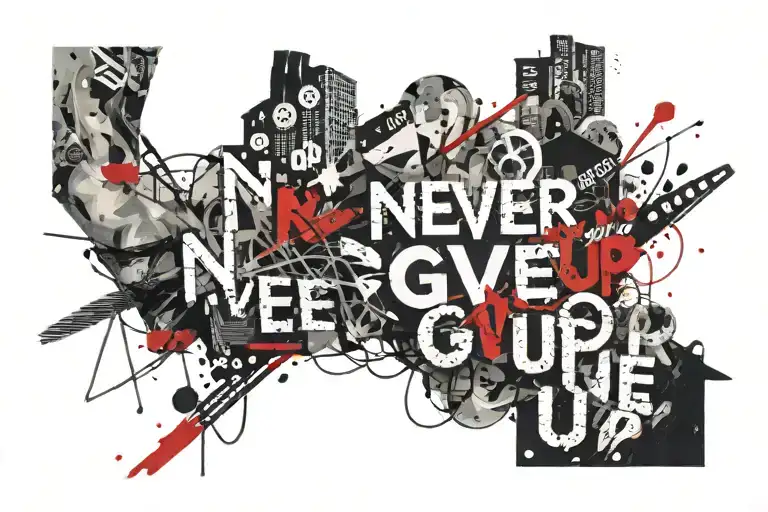 never give up attitude tattoo design idea
