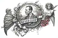 never give up attitude tattoo design idea
