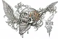 never give up tattoo design idea