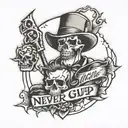 never give up attitude tattoo design idea