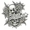 never give up attitude tattoo design idea