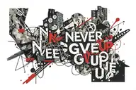 never give up attitude tattoo design idea