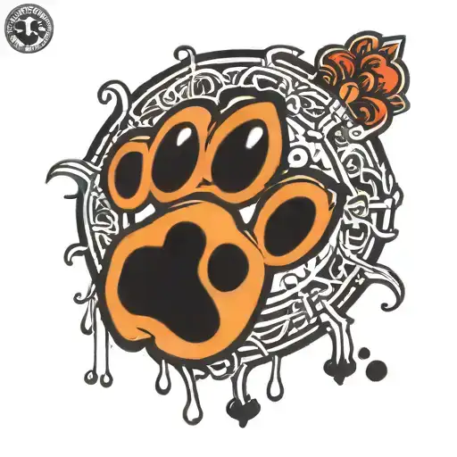 Paw Print with halo sitting on top tattoo design idea