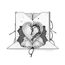 broken real heart with an thick open book tattoo design idea