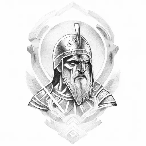 old Greek warrior  tattoo design idea
