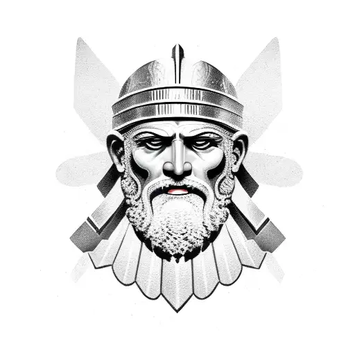 old Greek warrior face  tattoo design idea