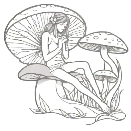 Fairy Lying On A Mushroom tattoo design idea