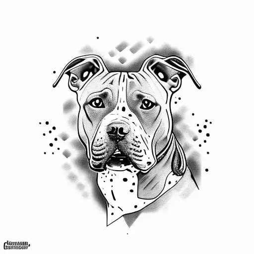 A realistic portrait of your pitbull with a dark twist tattoo design idea