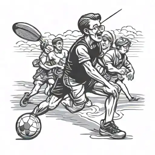 Design a tattoo of a teacher leading a sports team on Cape Cod beach tattoo design idea