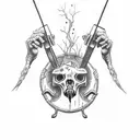 Tattoo machine with zombie hands tattoo design idea