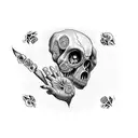 Tattoo machine with zombie hands tattoo design idea