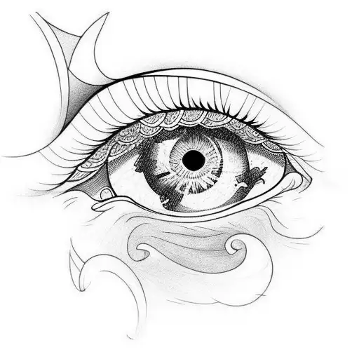 traditional eye with nature background tattoo design idea