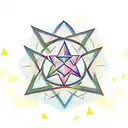 A mantra written in a triangle shape with a star in the center tattoo design idea