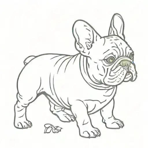 Tattoo in the style of minimalism dog breed French bulldog tattoo design idea