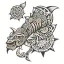 spanish aztec tribal fore arm sleeve tattoo design idea
