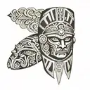 spanish aztec tribal fore arm sleeve tattoo design idea