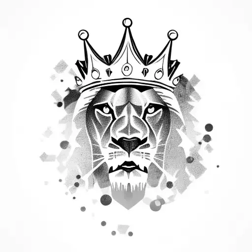 Roaring Lion with Crown tattoo design idea