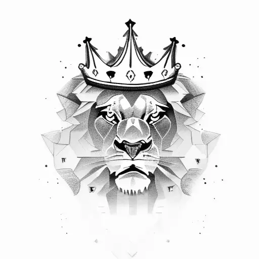 Roaring Lion with Crown tattoo design idea
