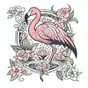 flamingo surrounded tattoo design idea