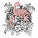 flamingo surrounded tattoo design idea