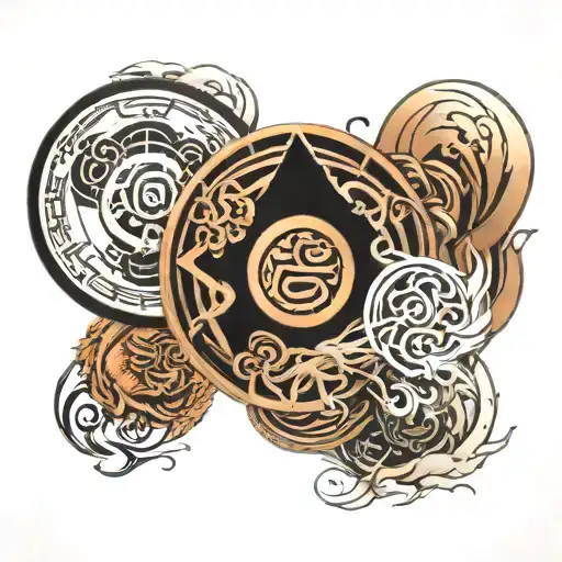 Bagua Pan, Zhouyi, Yin and Yang, Copper Coins tattoo design idea
