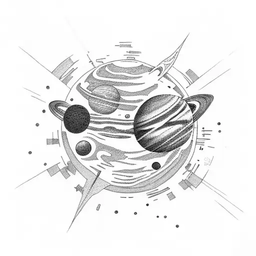 planets aligned with a Shake  tattoo design idea
